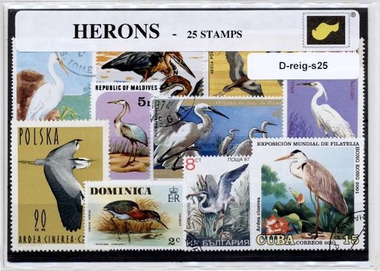 Afbeelding van het spel Reigers – Luxe postzegel pakket (A6 formaat) : collectie van 25 verschillende postzegels van reigers – kan als ansichtkaart in een A6 envelop - authentiek cadeau - cadeau - geschenk - kaart - vogel - vis - roofvogel - roeipotigen - Ardeidae