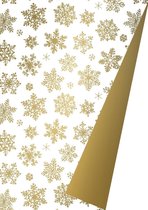 Kerst cadeaupapier Sneeuwkristallen Goud- Breedte 40 cm - 200m lang