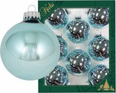 24x Starlight blauwe glazen kerstballen glans 7 cm kerstboomversiering - glans - Kerstversiering/kerstdecoratie blauw