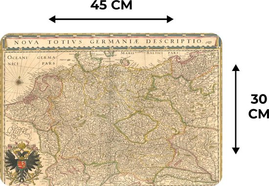 Set de table - Carte - Europe - Vintage - 45x30 cm - 6 pièces