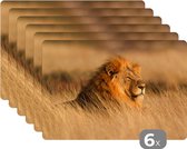 Placemat - Placemats kunststof - Wilde dieren - Gras - Afrika - 45x30 cm - 6 stuks - Hittebestendig - Anti-Slip - Onderlegger - Afneembaar