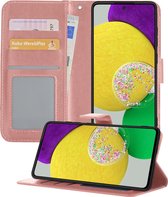 Hoesje Geschikt voor Samsung A52s Hoesje Book Case Hoes Wallet Cover - Hoes Geschikt voor Samsung Galaxy A52s 5G Hoesje Bookcase Hoes - Rosé goud