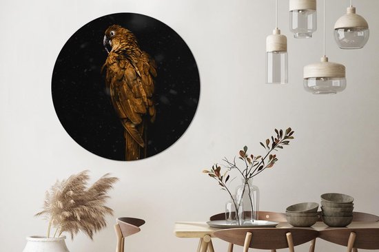 Cercle mural - Plastique - Dos d'un perroquet doré sur fond noir - ⌀ 120 cm XXL