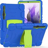 Voor Samsung Galaxy Tab S7+/S7 FE 12,4 inch 3-Layer Protection Screen Frame + PC + Siliconen Schokbestendig Combinatie Case met Houder (Blauw + Limoen)