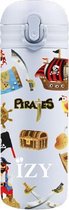 thermosfles met rietje pirates 350 ml RVS lichtblauw