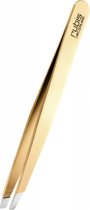 Rubis epileer pincet voor wenkbrauwen - schuin - professioneel pincet uit RVS met schuine punt - goud - verguld