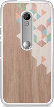 Motorola Moto G (3rd gen) hoesje - Geo blocks on wood