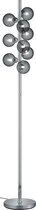 LED Vloerlamp - Trion Alionisa - G9 Fitting - 9-lichts - Dimbaar - Rond - Glans Chroom Rookglas - Aluminium - BES LED