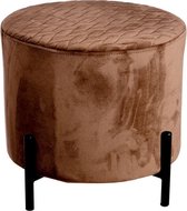 Zwarte metalen kruk met velvet bekleding bruin