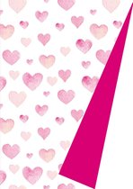 Roze hartjes Cadeaupapier K602015- Breedte 50 cm - 175m lang