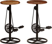 Barstoelen 2 st massief gerecycled hout