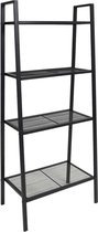 Ladder boekenkast 4 schappen metaal zwart