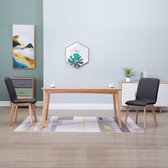 Eetkamerstoelen 2 st stof en massief eikenhout grijs