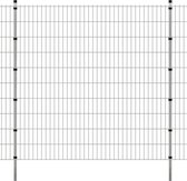 Dubbelstaafmatten en palen 2008x2030 mm 24 m zilverkleurig