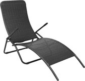 Inklapbaar ligbed poly rattan zwart