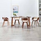 Eetkamerstoelen 4 st gebogen hout en kunstleer créme