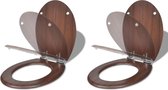 Toiletbril met soft-closedeksel 2 st MDF bruin