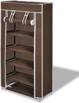 Stoffen schoenenrek met hoes 58 x 28 x 106 cm bruin