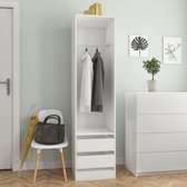 Kledingkast met lades 50x50x200 cm spaanplaat hoogglans wit