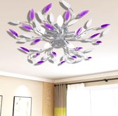 Lamp met kristallen bladeren van acryl voor 5x E14 paars en wit