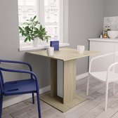 Eettafel 80x80x75 cm spaanplaat wit en sonoma eikenkleurig