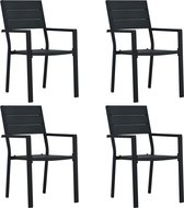 Tuinstoelen 4 st hout-look HDPE zwart