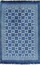 Kelim vloerkleed met patroon 160x230 cm katoen blauw