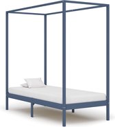 Hemelbedframe massief grenenhout grijs 100x200 cm