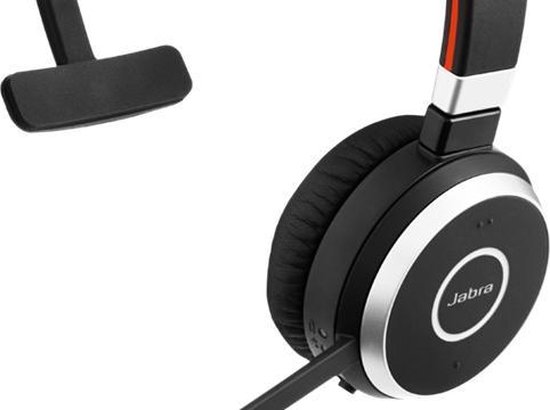 Zwarte Jabra headset oorkussen, zilverkleurige ring met Jabra logo.