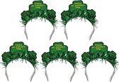 5x Happy St. Patricks day diadeem/haarband voor volwassenen - St. Patricksday verkleedaccessoires haarbanden/diademen