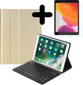 Hoes Geschikt voor iPad 10.2 2019 Hoes Toetsenbord Hoesje Keyboard Case Cover Met Screenprotector - Hoesje Geschikt voor iPad 7 Hoes Toetsenbord Case - Goud
