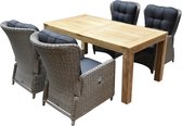 Marina lounge Krista dining tuinset 180x95xH77,5 cm 5-delig grijs verstelbaar