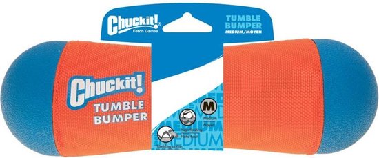 Chuckit! Tumble Bumper - Hondenspeelgoed - Apporteer speelgoed - Hondenspeeltje - Oranje/Blauw - ø 6 x 21 cm - M - Chuckit!