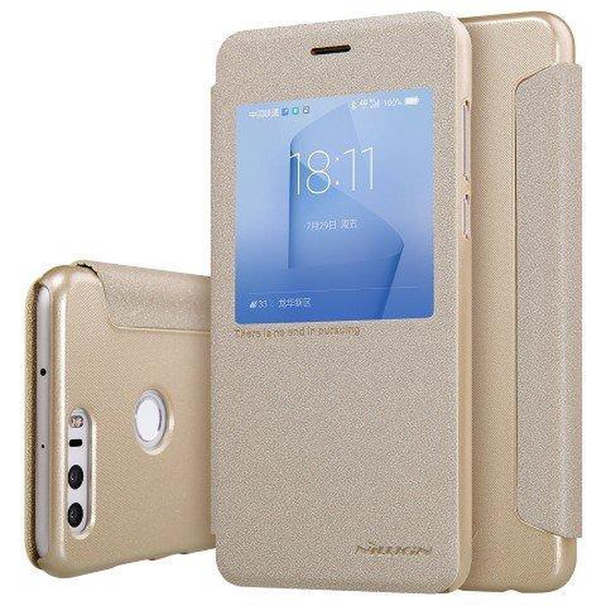 Nillkin - Honor 8 Hoesje - Leather Case Sparkle Series Window View Goud