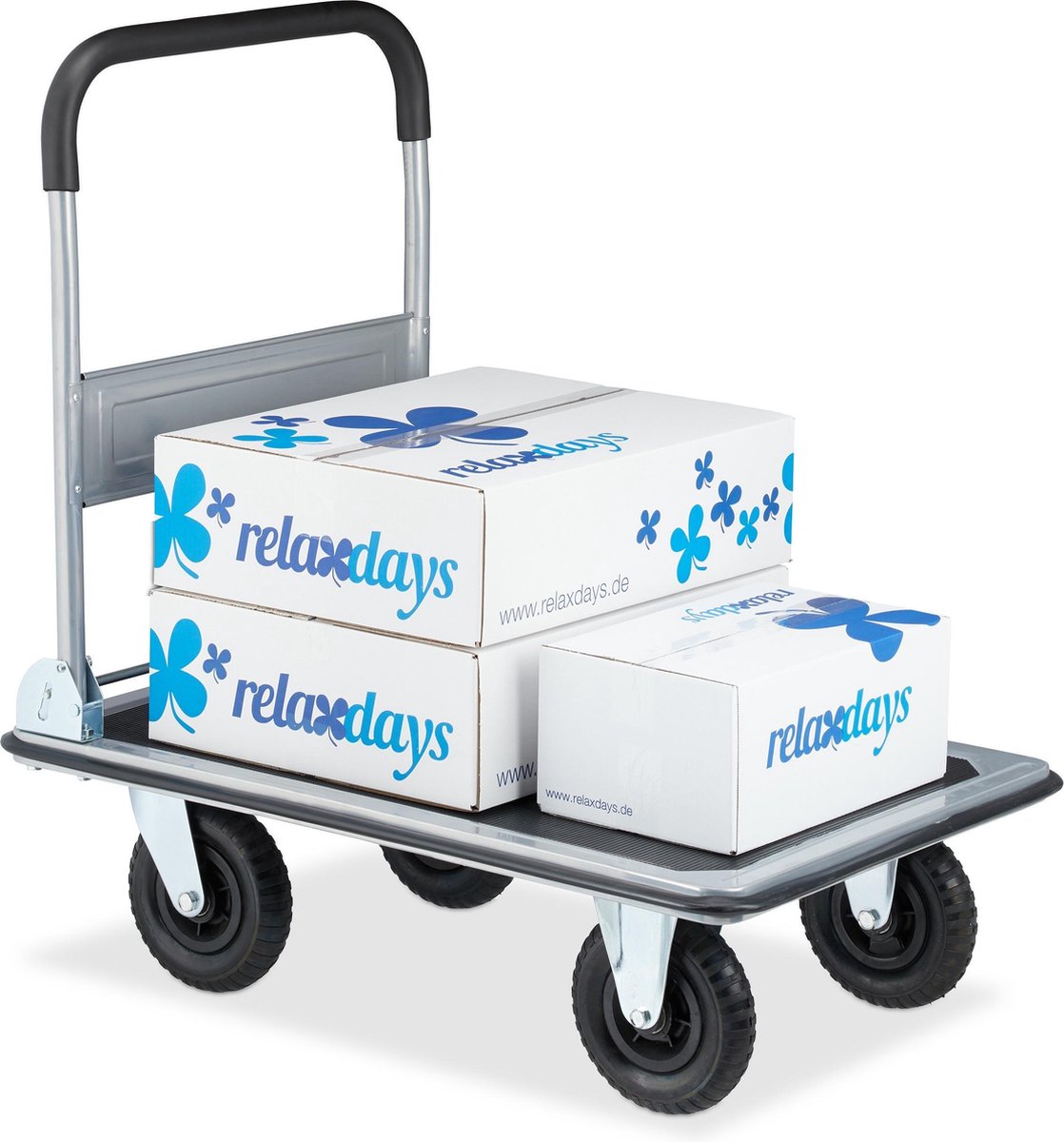 Relaxdays Transport trolley collapsible with brake, height adjustable, load up to 100 kg, extendable, black