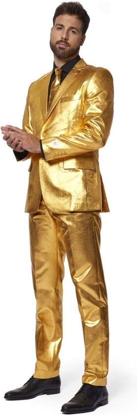 Verandering Heerlijk Overzicht Heren verkleed pak/kostuum metallic goud met stropdas - Opposuits pak -...  | bol.com