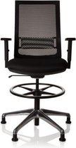 Werkkruk/Verhoogde Bureaustoel - Met Armleuning - Polyester - Zwart - Ergonomisch