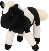 Pluche zwart/witte paarden knuffel met witte manen 26 cm - Paarden knuffels - Speelgoed voor kinderen