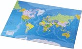 Bureau onderlegger/placemat van pvc 41 x 52 cm - Bureau beschermer - Design wereldkaart