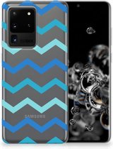 Geschikt voor Samsung Galaxy S20 Ultra TPU bumper Zigzag Blauw