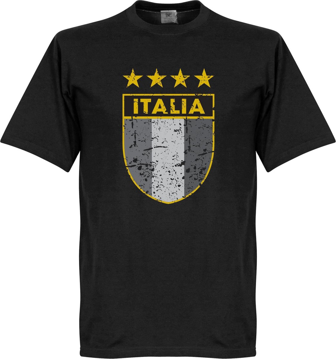 Italie Gold Star Vintage Logo T-shirt - Zwart - 5XL