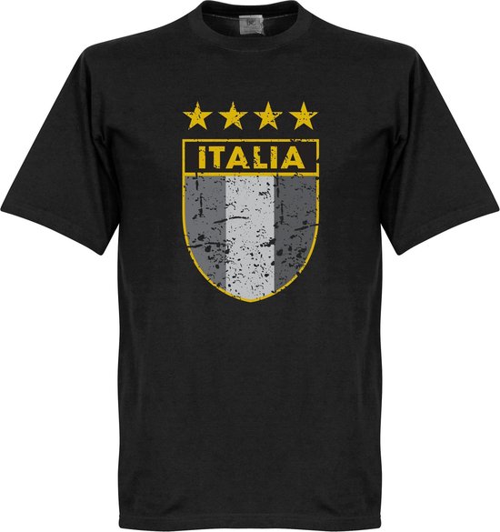 Italie Gold Star Vintage Logo T-shirt - Zwart - 5XL