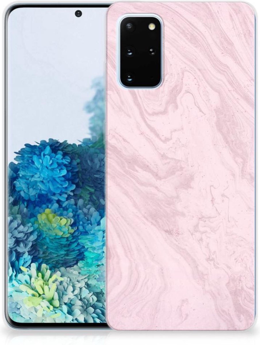 Samsung Galaxy S20 Plus TPU Siliconen Hoesje Marble Pink - Origineel Cadeau Vriendin