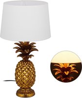 Relaxdays tafellamp ananas - goud - nachtlamp - decoratie - schemerlamp - ananas lamp
