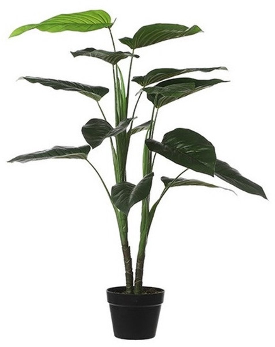 Shoppartners Grote groene Philodendron kunstplant 100 cm in zwarte pot - Kunstplanten/nepplanten