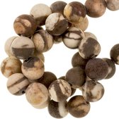 Zebra Jasper Neutral Frosted Kralen (6 mm) 62 Stuks