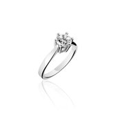 Jewels Inc. - Ring - Solitaire gezet met Zirkonia Steen - 7mm Breed - Maat 60 - Gerhodineerd Zilver 925