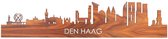 Skyline Den Haag Palissander hout  - 120 cm - Woondecoratie design - Wanddecoratie met LED verlichting