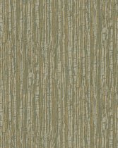 Strepen behang Profhome DE120085-DI vliesbehang hardvinyl warmdruk in reliëf gestempeld tun sur ton glanzend groen olijfgroen goud 5,33 m2