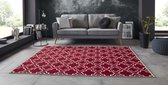 Vloerkleed retro klaverblad - rood/crème 80x250 cm